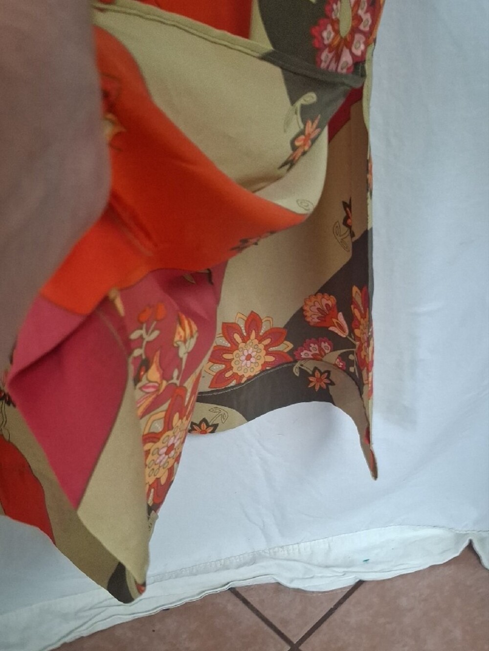 VTG Stock Options 70s Style Retro Wavy Floral Column Maxi Dress Medium Groovy - Picture 6 of 7